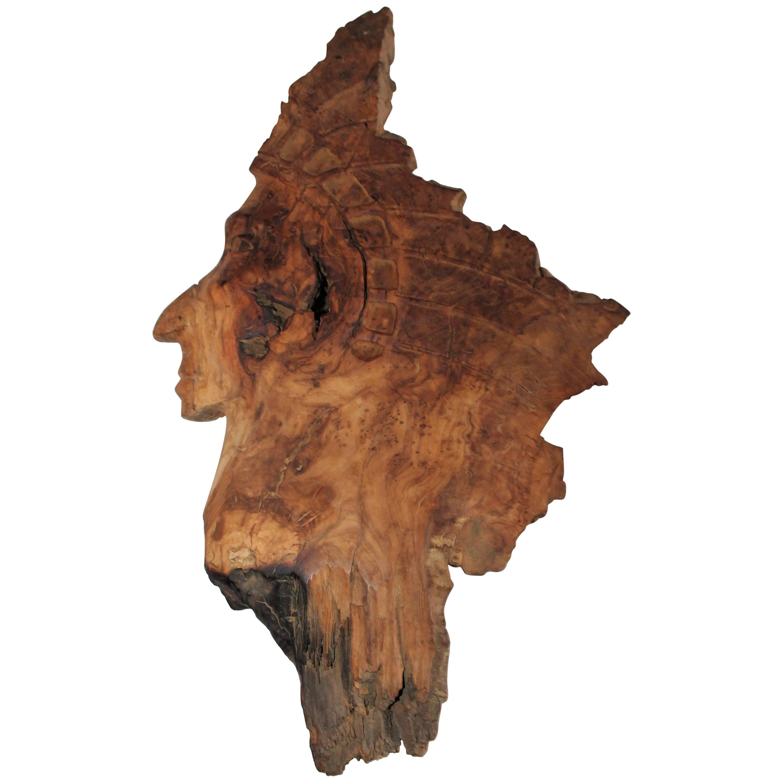 Indian Chief Hand-Carved From Olivewood