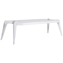 Ragno Coffee Table Side Table in Hand-Carved Carrara Marble by Nathan Hunt