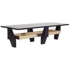 Truss Coffee Table End Table in Nero Marquina Marble and Brass by Nathan Hunt