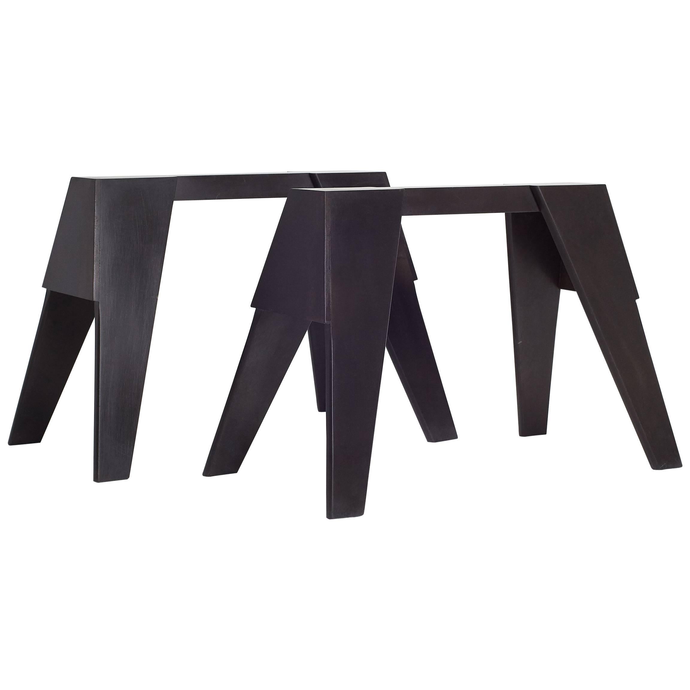 Workhorse Console Table in HandCarved Nero Marquina Marble by Nathan