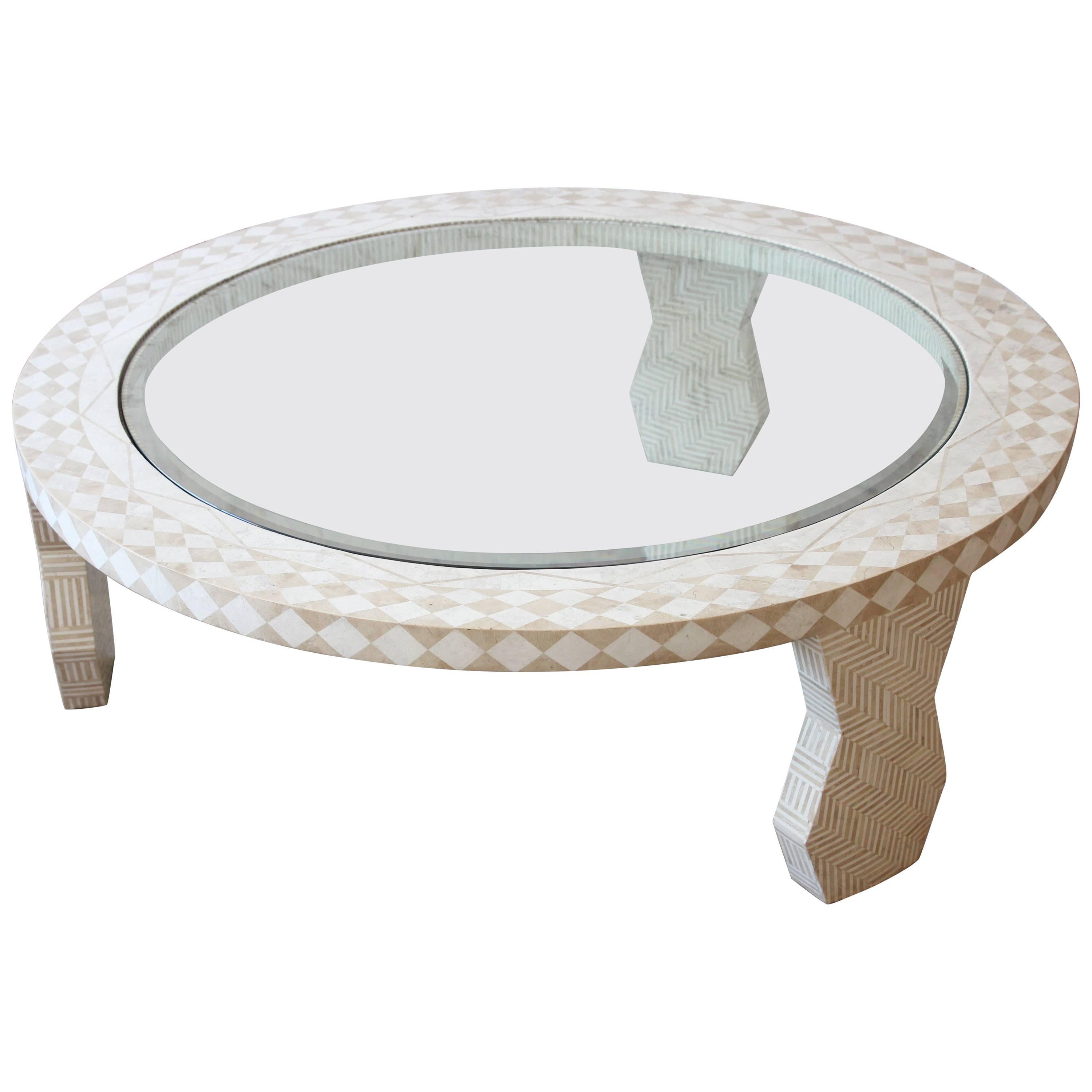 Tavola by Oggetti Tessellated Stone and Glass Mediterranean Style Cocktail Table