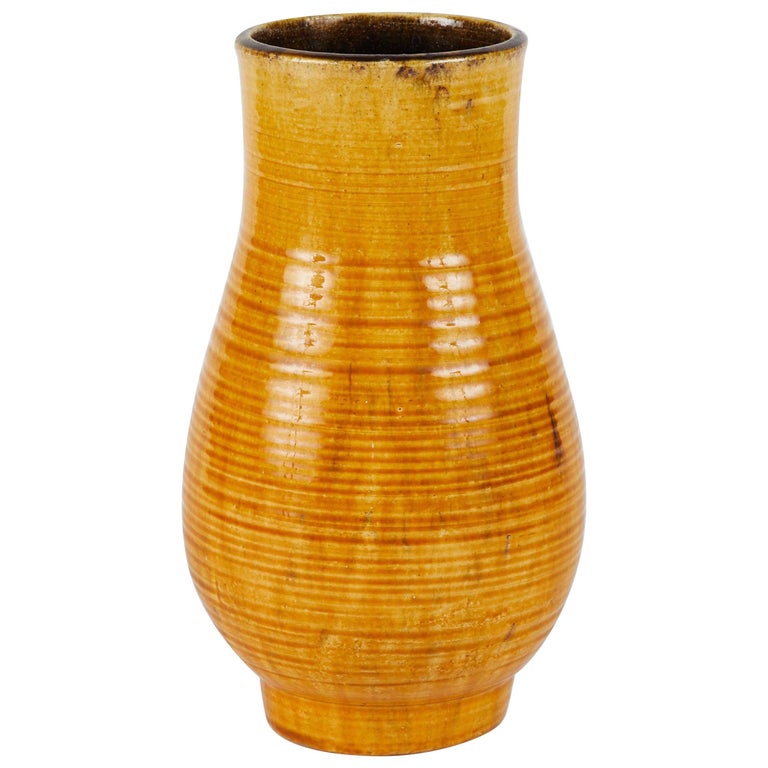MidCentury Yellow French Vase from Pottery For Sale at 1stdibs