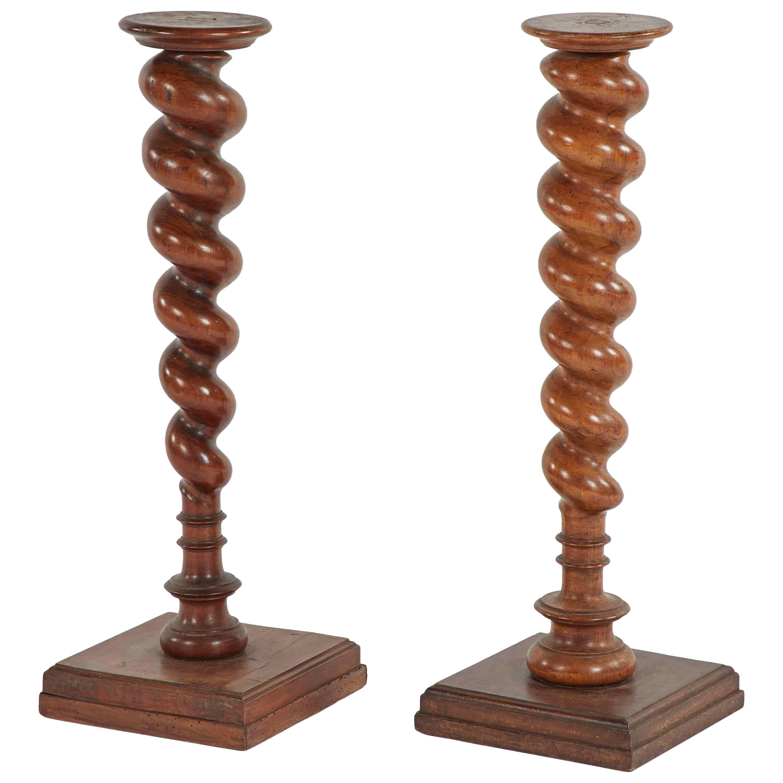 Late 19th Century Pair of French Wooden Turned Stands
