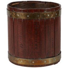 A Late 19th Century Brass Banded Waste Paper Bin in Mahognay