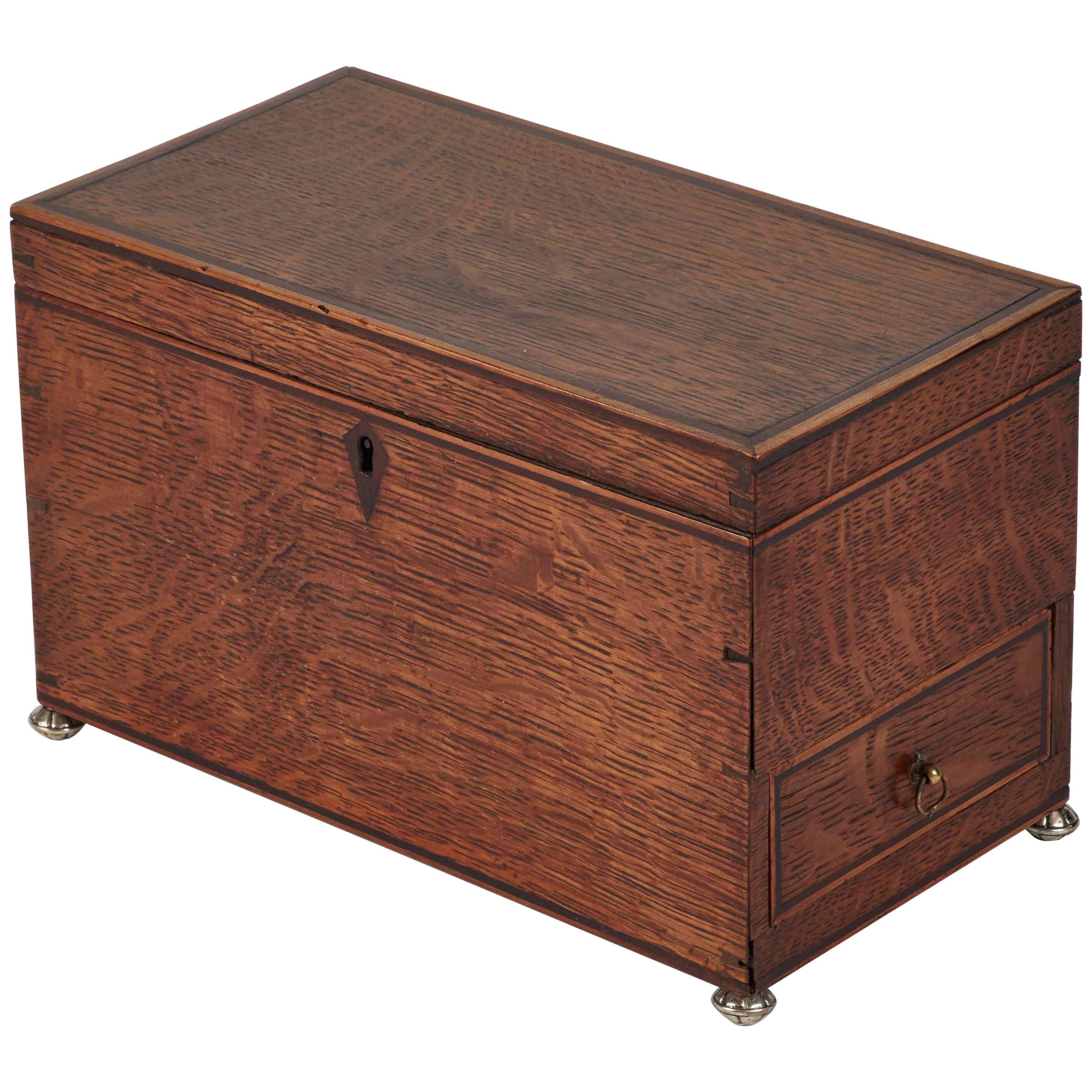1810s English Georgian Oak Box with Metal Feet 