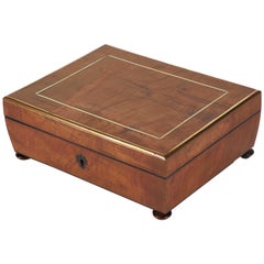 Olive Wood Brass Inlaid Box from Mid-19th Century England