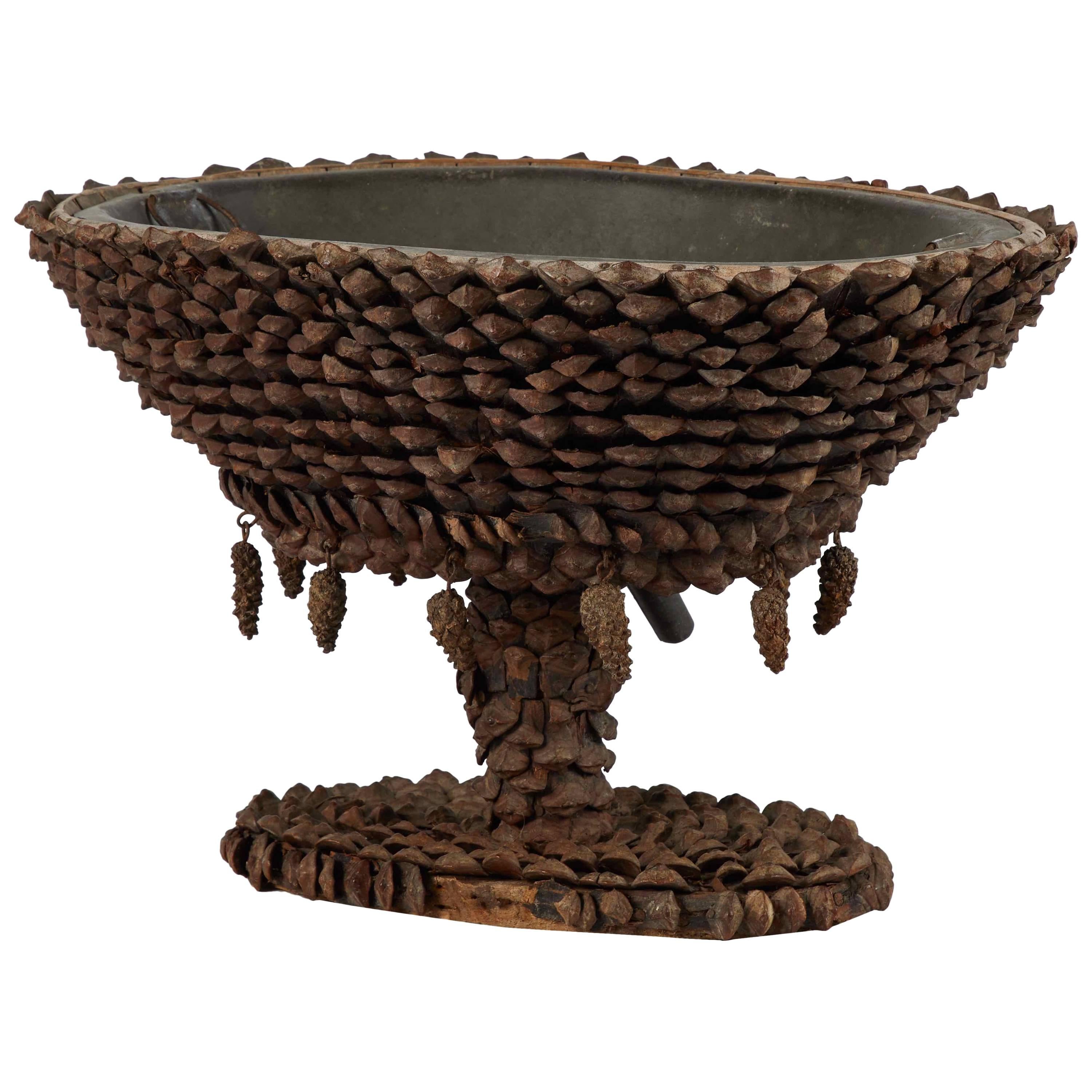 Cooler Tazza Decorated in Pine Cones from Mid-19th Century France