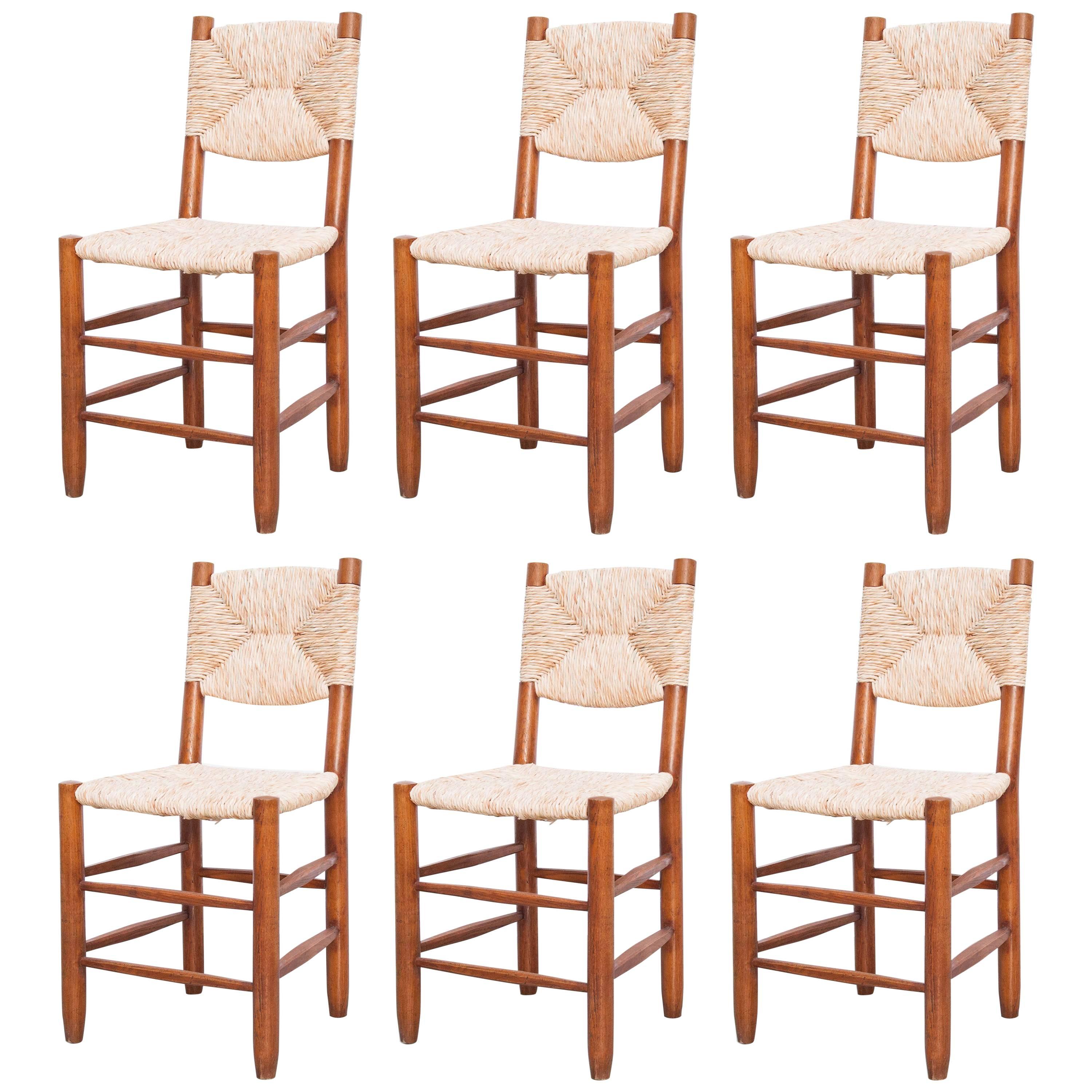 Set of Six Charlotte Perriand Chairs, circa 1950