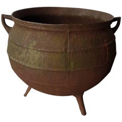 Vintage Large Old Cast Iron Witch Kettle or Cauldron, circa 1900