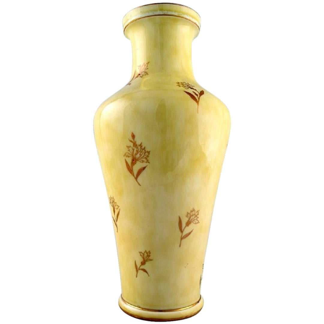 Large Sevres Vase in Porcelain with Yellow Glaze