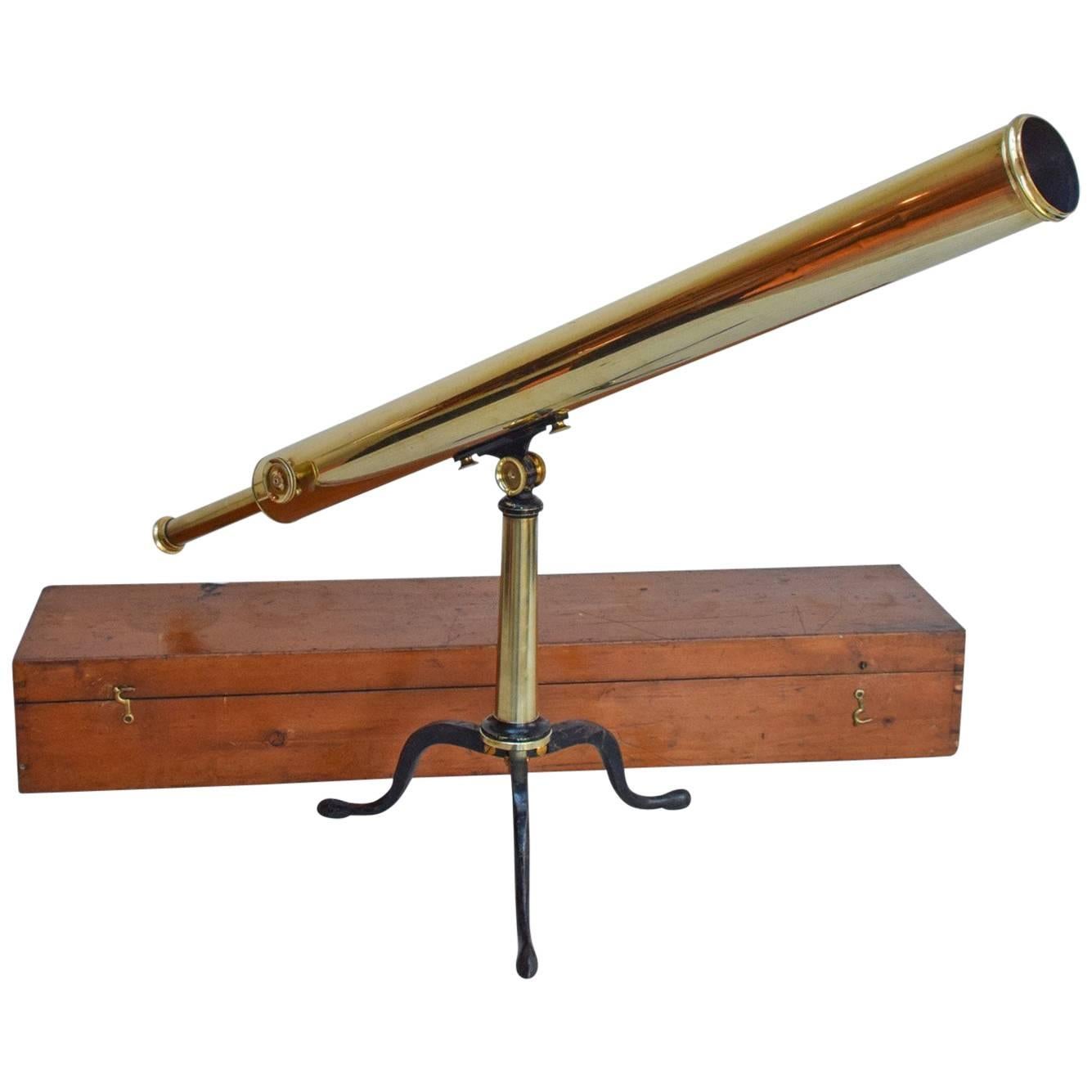 Antique Library Telescope, Terrestrial, Astronomical, Scottish E. Lennie