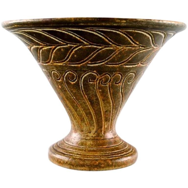 Kähler, Denmark, Glazed Vase in Stoneware, Beautiful Yellow Glaze
