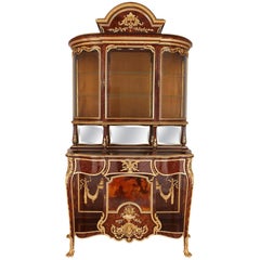 Large French Parquetry, Ormolu and Vernis Martin Display Cabinet