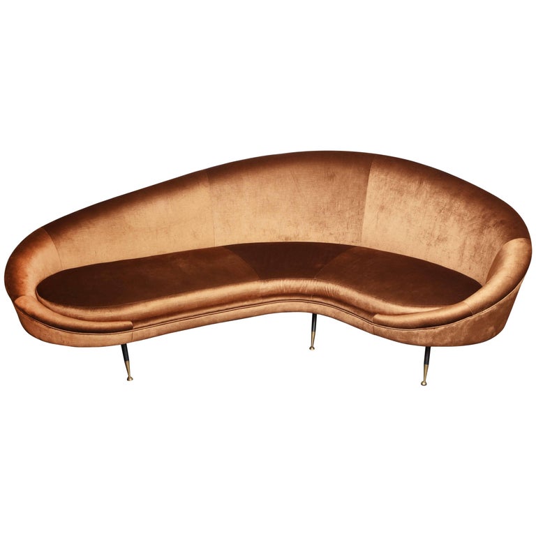 Vintage Curved Sofa For Sale at 1stdibs