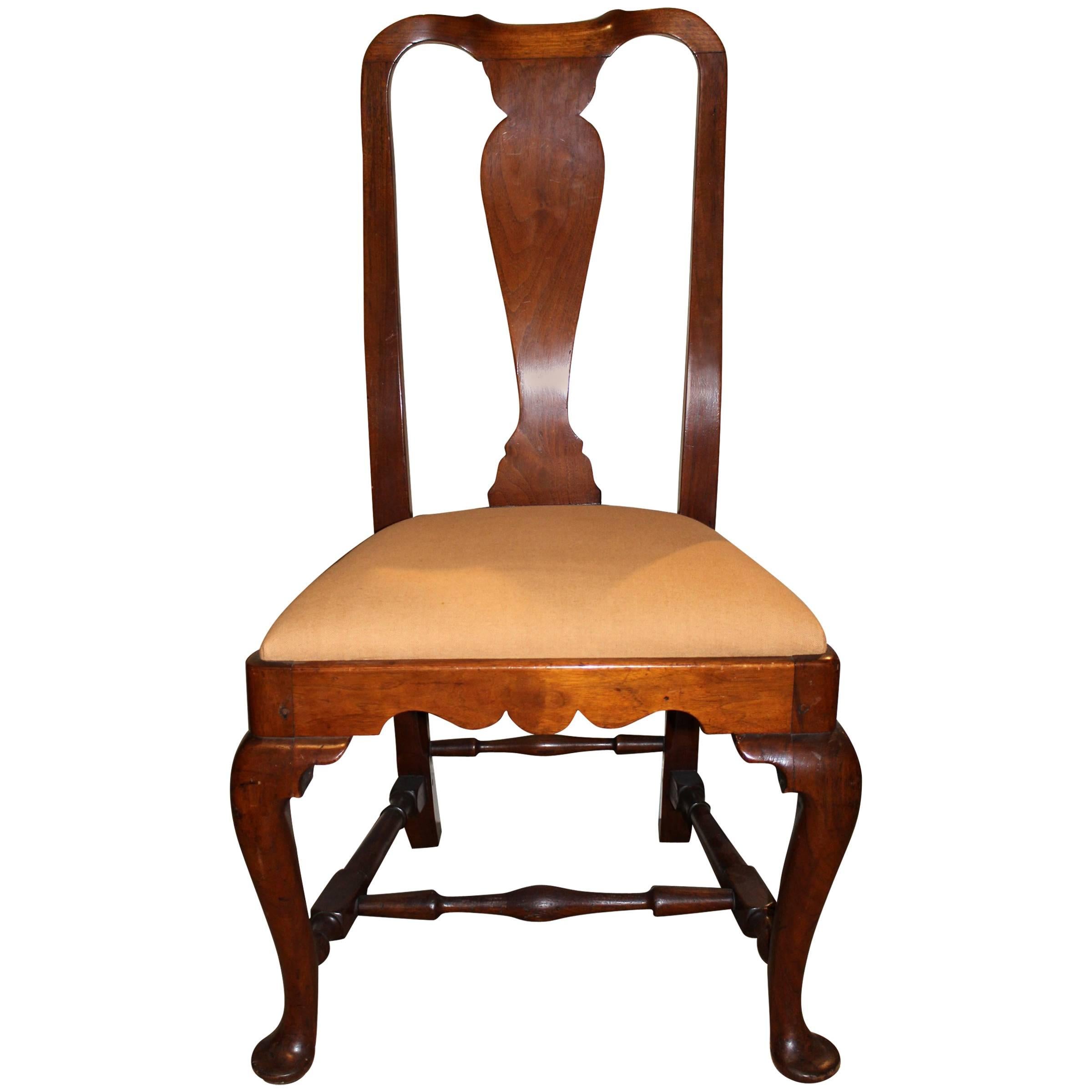 18th Century Boston Massachusetts Walnut Queen Anne Side Chair