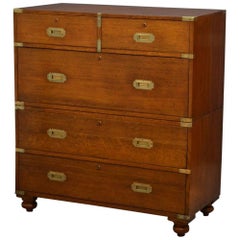 Antique Victorian Oak Military Chest of Drawers