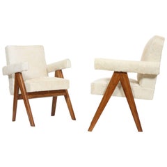 Set of Two "Senate-Committee Chairs" White from Pierre Jeanneret