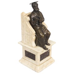 Antique Italian Bronze and Marble Sculpture of St Peter, 19th Century