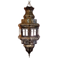 Old Fez Moroccan Lantern, Copper, Silver Look