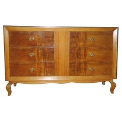 Vintage French Art Deco Walnut & Mirror Dresser or Commode Attributed to Rene Drouet