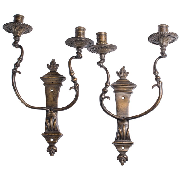 Antique Bronze TwoLight Wall Lights, 18th Century For Sale at 1stDibs