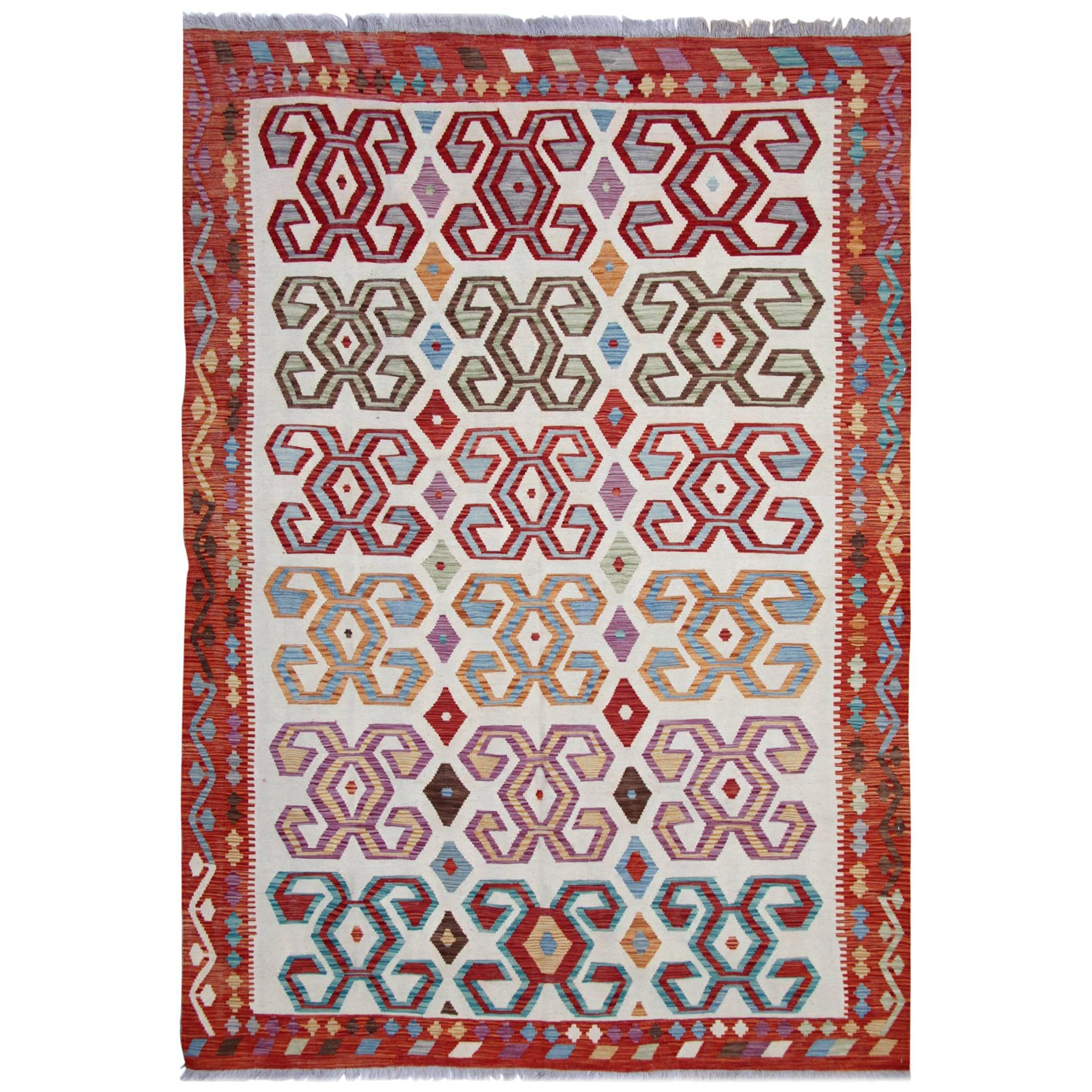 Oriental Rug Kilim Traditional Rugs Multicolored Hand Made Carpet for Sale