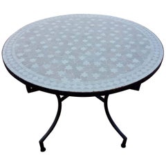 Moroccan Mosaic Table, Beige on White Rafraf