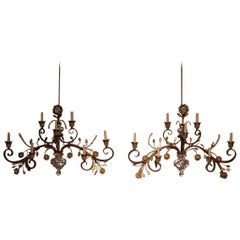 Antique Very Large Pair of 1940s Wall Lights in the Baguès Taste