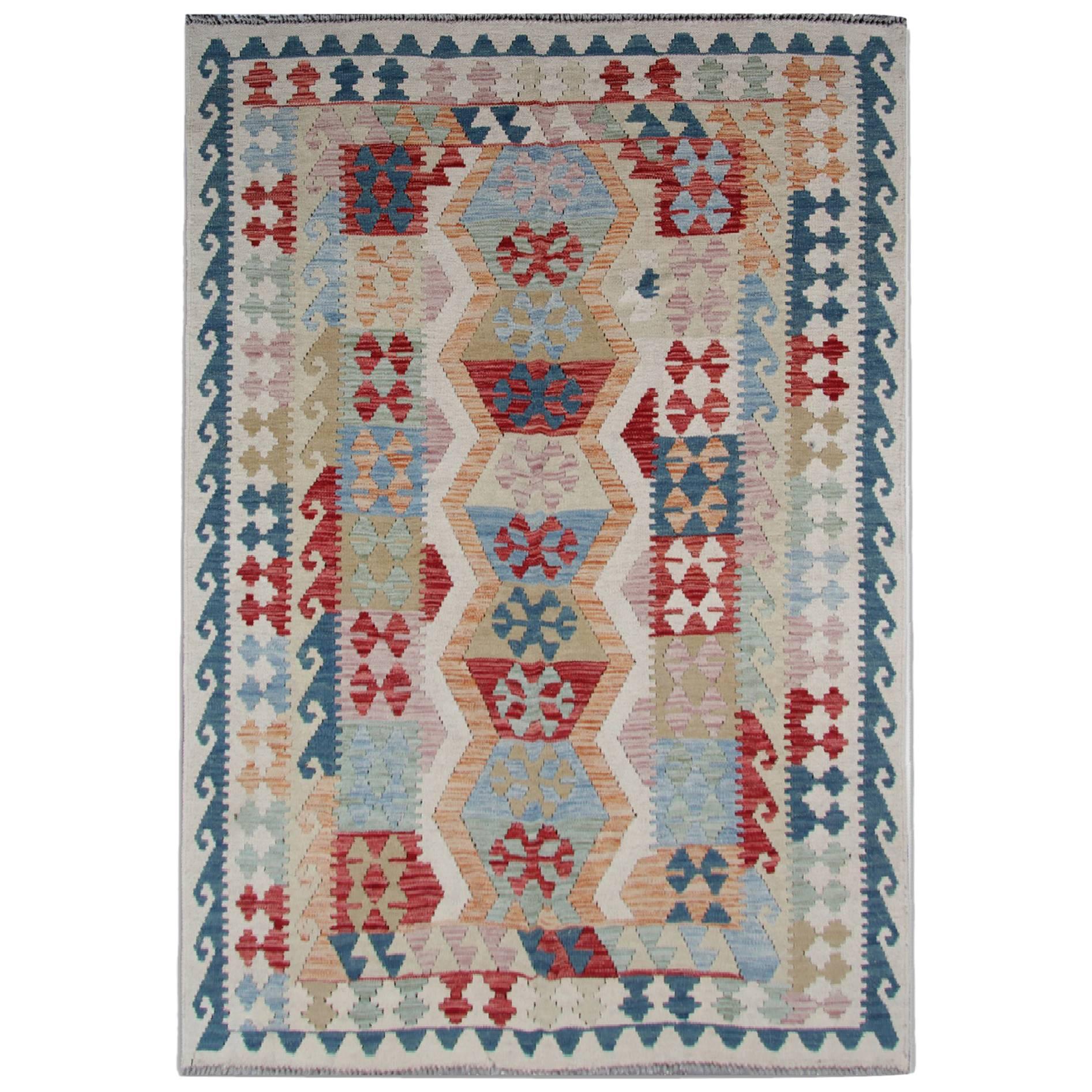 Oriental Rug Handmade Carpet Kilim Rugs, Multicolored Traditional Rugs for Sale