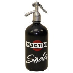 Retro 1950s Black Glass Italian Soda Syphon Seltzer Martini Bar Bottle