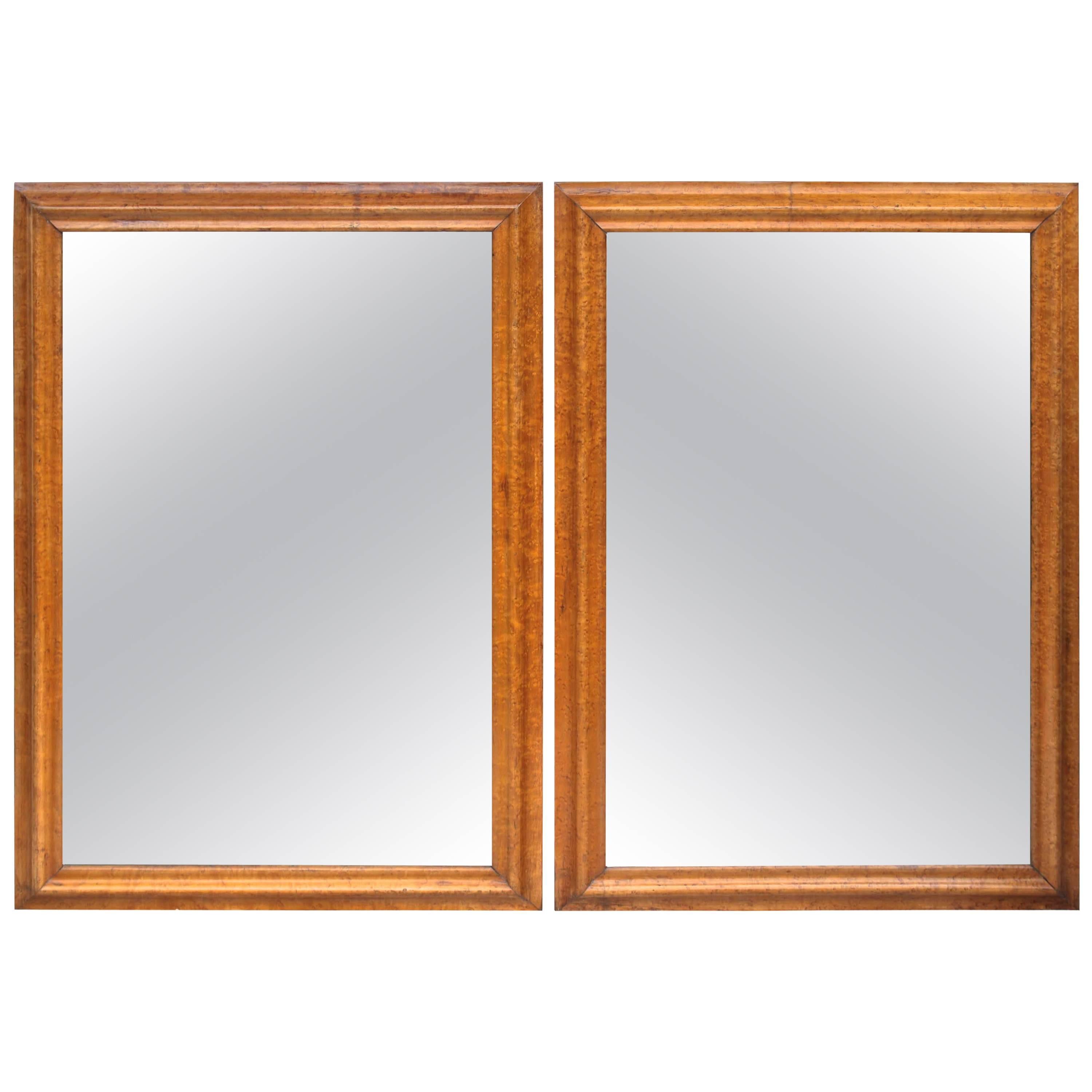 Pair of Colonial Revival Birdseye Maple Mirrors For Sale
