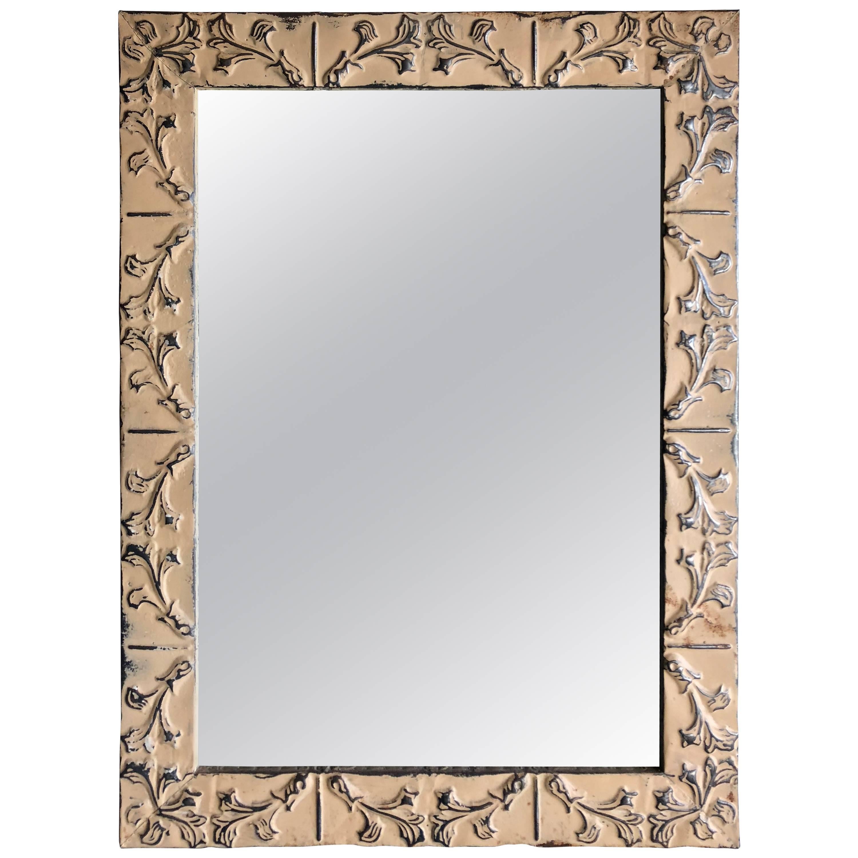 Tin Ceiling Tile Framed Mirror For Sale