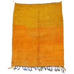 Golden Tangerine Orange Vintage Berber Moroccan Rug with Modern Tribal Style