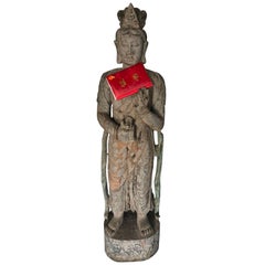 Chinese Wooden Statue Guan Yin