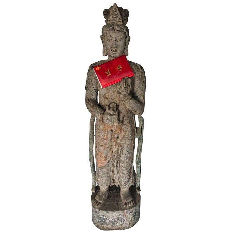 Chinese Wooden Statue Guan Yin For Sale at 1stDibs