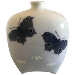 Royal Copenhagen Vase #188/1340 with Butterfly Motif