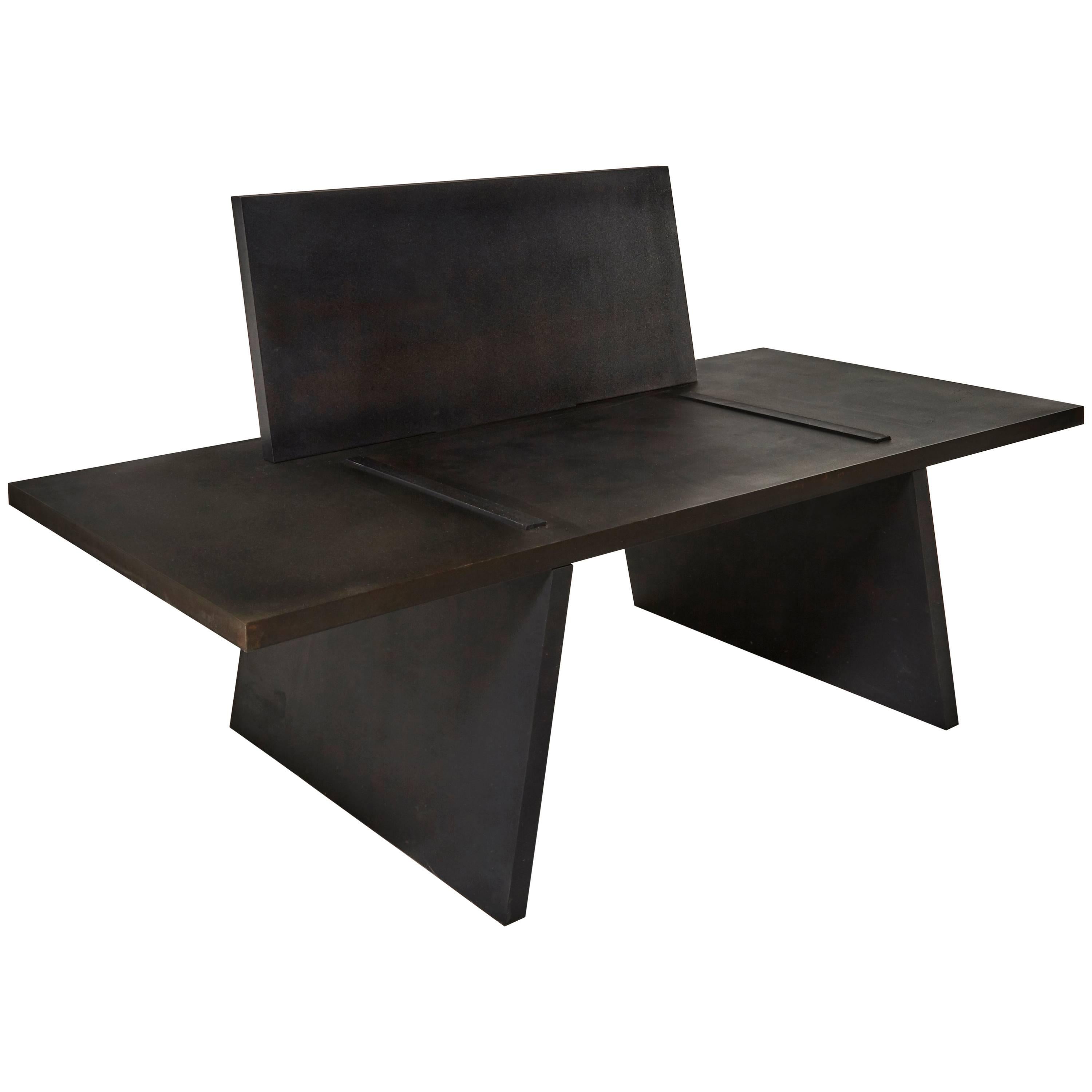  Gravity Chair in Blackened and Waxed Steel Plate by Eric Slayton For Sale