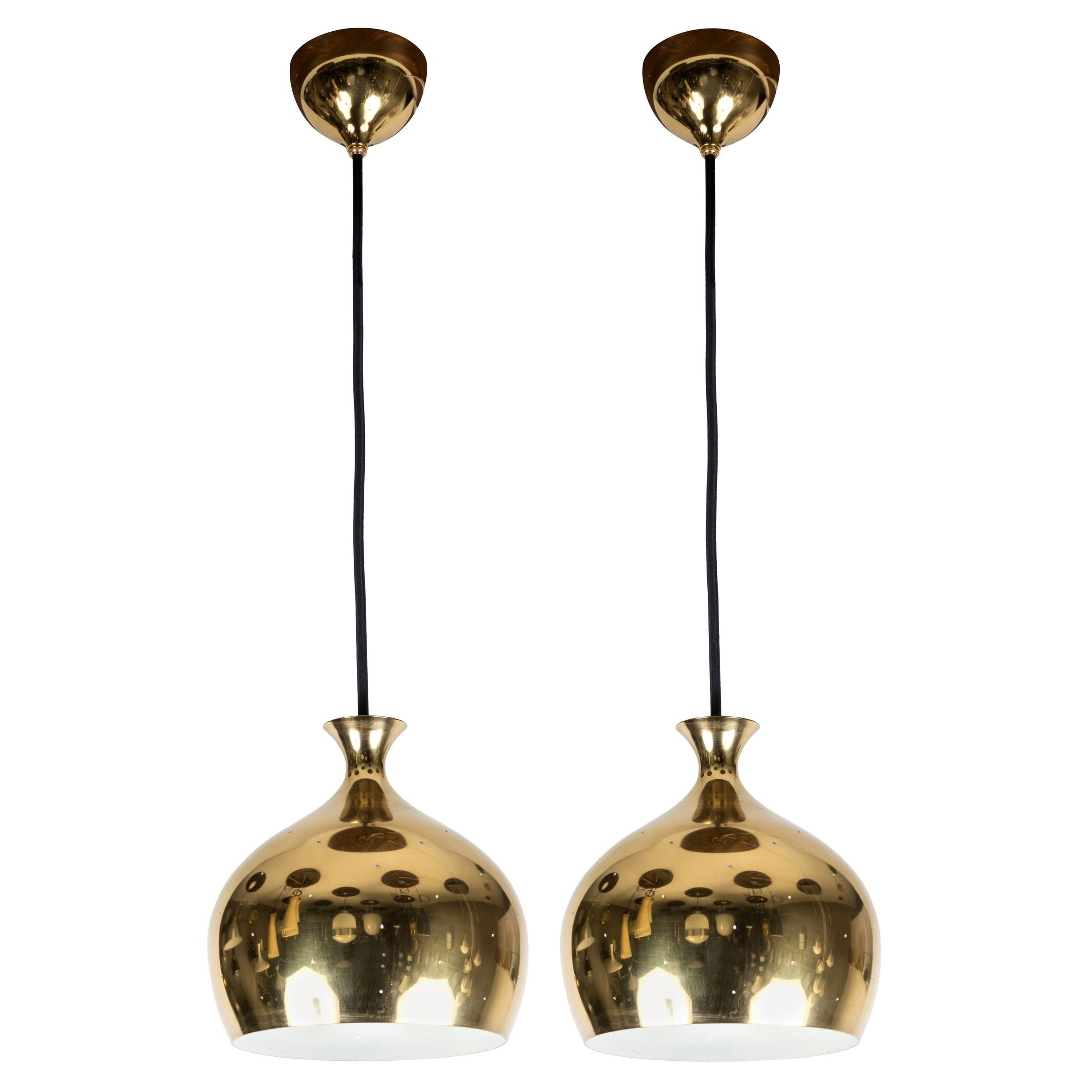 1960s Brass Perforated 'Onion' Pendants by Helge Zimdal for Falkenberg