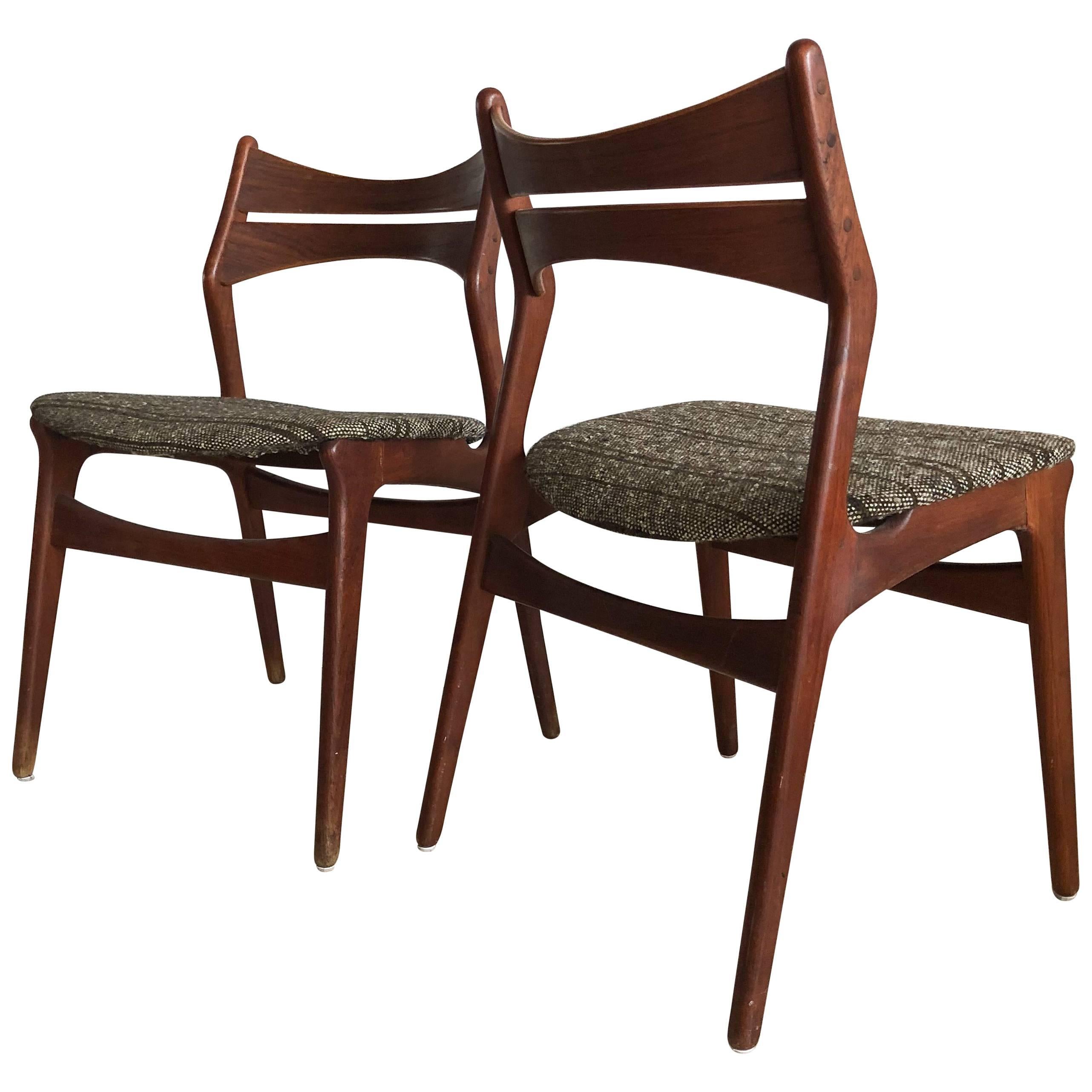 1960s Teak Danish Erik Buck Model 310 Pair of Dining Chairs