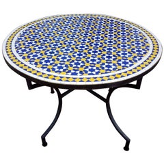 Multi-Color Mosaic Table, Wrought Iron Base Included