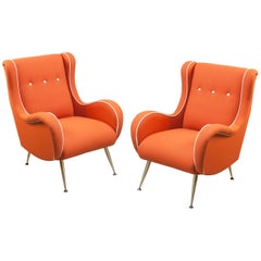 Fine Italian Armchairs by Aldo Morbelli, 1950