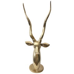 Art Deco Style Brass Sculpture of a Gazelle Head