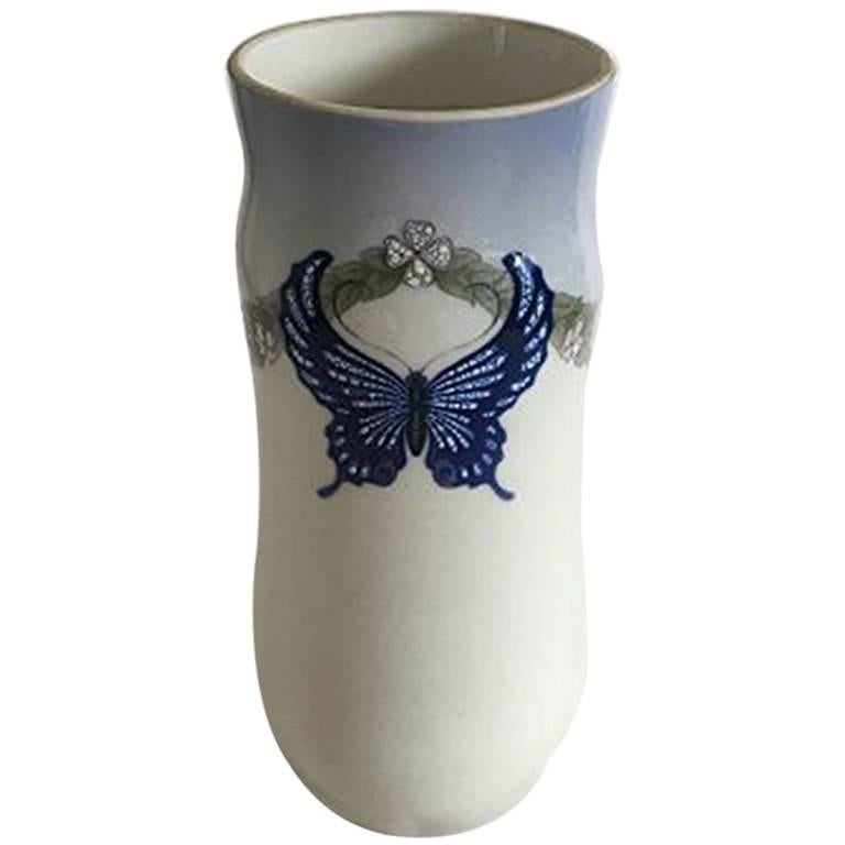 Royal Copenhagen Art Nouveau Vase with Butterfly 1395/76 For Sale