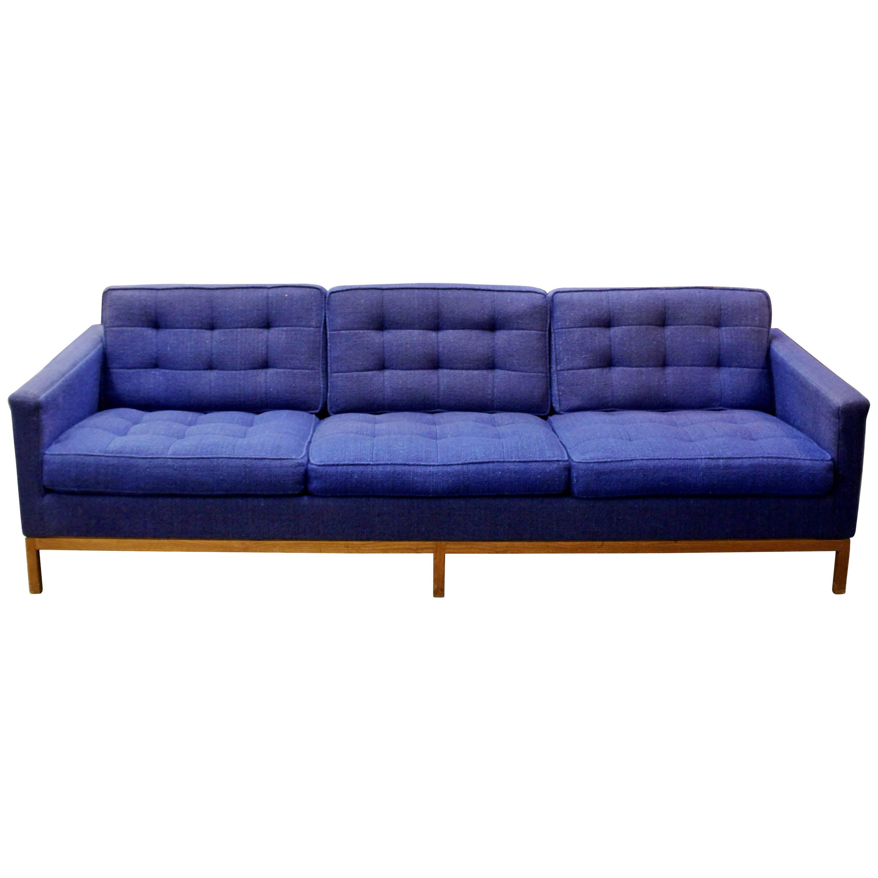Mid-Century Modern Florence Knoll Three-Seat Lounge Sofa Model 1205 Wood Frame