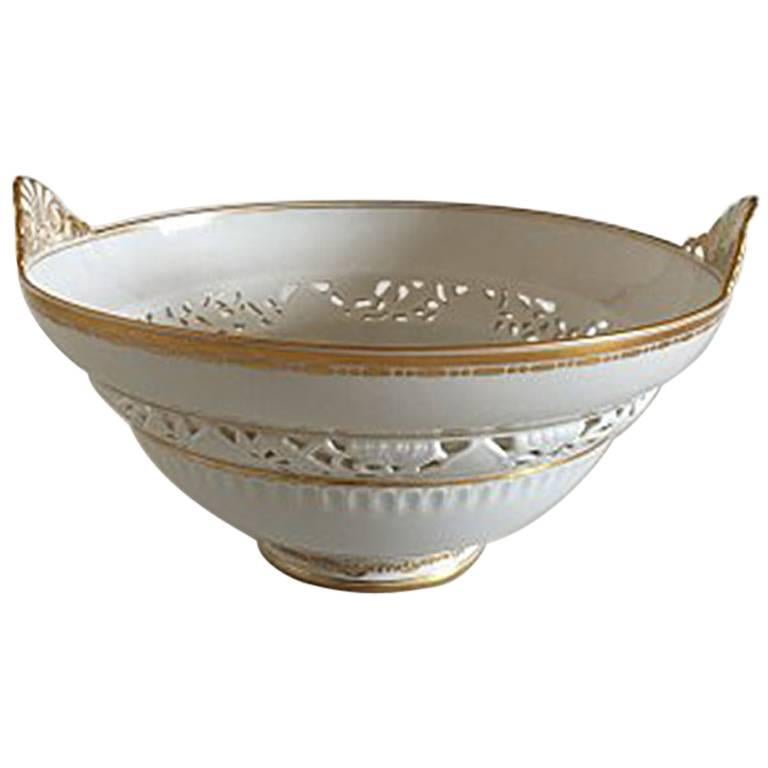 Royal Copenhagen Art Nouveau Bowl with Piercing Flowers #1512 For Sale
