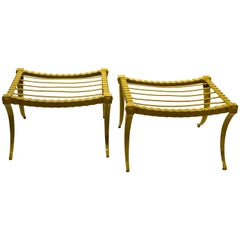 Pair of Rare Cast Aluminium Klismos Stools by Thineline