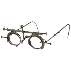 Antique Late 19th Century Metal and Enamel Adjustable Optometrist Eye Exam Glasses