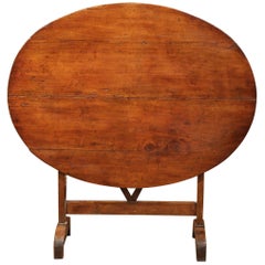 19th Century French Oval Walnut Tilt-Top Wine Tasting Table from Bordeaux