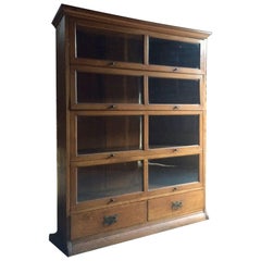 Antique Glazed Bookcase Golden Oak Globe Wernicke Style Henry Barker