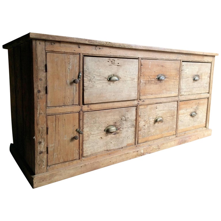 Antique 19th Century Victorian Pine Haberdashery Merchants Shopkeepers